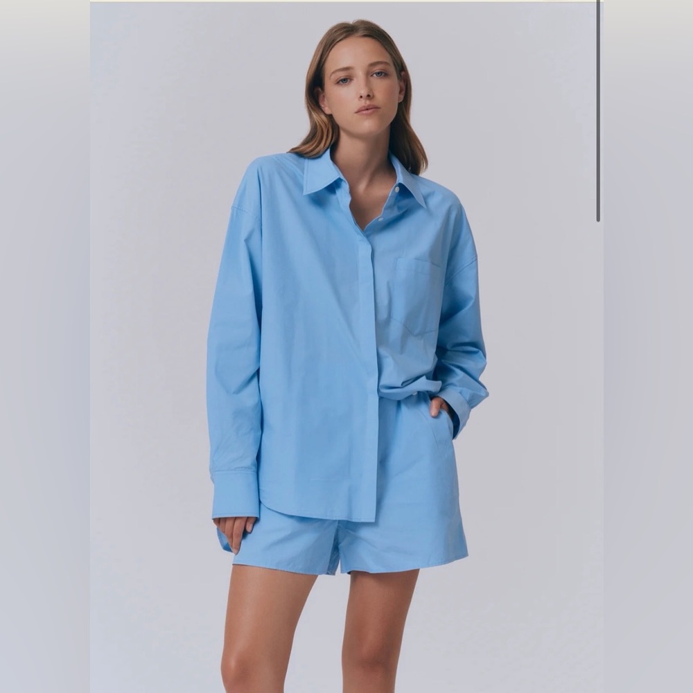 Avenue the Label Franca Shirt & Short Set in light blue, size s-m